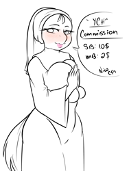 Size: 3000x4000 | Tagged: safe, artist:nicogg, species:anthro, auction, blushing, commission, nun, ych example, your character here