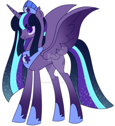 Size: 1280x1400 | Tagged: safe, artist:unicorn-mutual, character:midnight sparkle, character:twilight sparkle, character:twilight sparkle (alicorn), species:alicorn, species:pony, my little pony:equestria girls, alternate universe, deviantart watermark, equestria girls ponified, female, midnight sparkle, obtrusive watermark, ponified, simple background, solo, transparent background, watermark