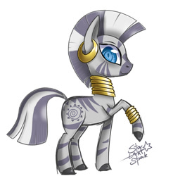 Size: 600x610 | Tagged: safe, artist:starlightspark, character:zecora, species:pony, species:zebra, female, mare, profile, raised hoof, simple background, smiling, solo, white background