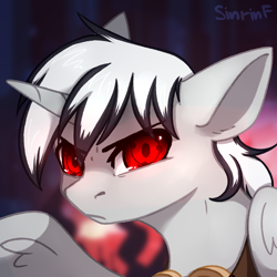 Size: 2000x2000 | Tagged: safe, artist:flysouldragon, oc, oc:dark tempest, species:alicorn, species:pony, bust, commission, crossover, naruto, portrait, sharingan, solo, ych result, your character here