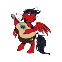 Size: 1000x1000 | Tagged: safe, artist:hexfloog, oc, oc only, oc:star spicer, species:pegasus, species:pony, bow, guitar, heart, heart eyes, musical instrument, simple background, solo, tail bow, transparent background, wingding eyes