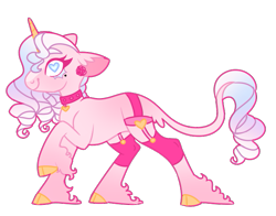 Size: 669x524 | Tagged: safe, artist:unicorn-mutual, oc, species:classical unicorn, species:pony, species:unicorn, cloven hooves, colored horn, female, garters, heart eyes, horn, leonine tail, mare, simple background, solo, transparent background, unshorn fetlocks, wingding eyes