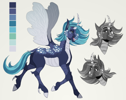 Size: 2744x2185 | Tagged: safe, artist:sutexii, oc, oc only, parent:queen chrysalis, parent:shining armor, parents:shining chrysalis, species:changeling, species:changepony, species:reformed changeling, female, horn, hybrid, interspecies offspring, offspring, simple background, smiling, solo, spread wings, trotting, wings