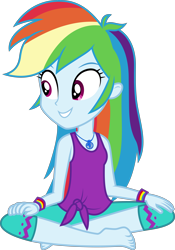 Size: 5000x7161 | Tagged: safe, artist:twilirity, character:rainbow dash, episode:wake up!, g4, my little pony: equestria girls, my little pony:equestria girls, spoiler:choose your own ending (season 2), spoiler:eqg series (season 2), absurd resolution, barefoot, clothing, crossed legs, cute, dashabetes, feet, female, geode of super speed, magical geodes, simple background, smiling, solo, transparent background, vector, wake up!: rainbow dash