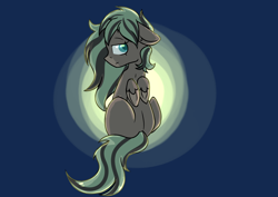 Size: 4448x3155 | Tagged: safe, artist:dumbwoofer, oc, oc only, oc:forest air, species:pegasus, species:pony, back, head turn, light, melancholy, sad, solo, wings