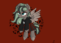 Size: 4448x3155 | Tagged: safe, artist:dumbwoofer, oc, oc:forest air, species:pegasus, species:pony, clothing, cute, dyed mane, ear piercing, edgy, gauges, goth, hoodie, piercing, pleated skirt, skirt, solo, teenager