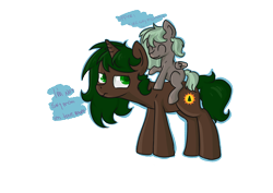 Size: 2248x1595 | Tagged: safe, artist:dumbwoofer, oc, oc only, oc:forest air, oc:pine shine, species:pegasus, species:pony, species:unicorn, daughter, family, female, filly, mother and child, mother and daughter, simple background, transparent background