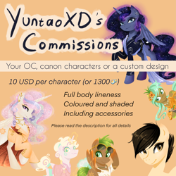 Size: 3543x3543 | Tagged: safe, artist:yuntaoxd, oc, species:pony, advertisement, commission, commission info, deviantart, paypal