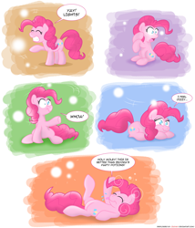Size: 1300x1516 | Tagged: safe, artist:epulson, character:pinkie pie, species:earth pony, species:pony, comic, dizzy, female, mare, no pupils, solo, tongue out