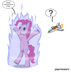 Size: 1280x1303 | Tagged: safe, artist:gradiusfanatic, character:pinkie pie, crossover, gradius, simple background, transparent background, vic viper