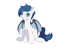Size: 3000x2000 | Tagged: source needed, safe, artist:drtuo4, oc, oc only, oc:flash on, species:bat pony, bat pony oc, bat wings, looking at you, simple background, sitting, white background, wings