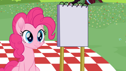 Size: 1920x1080 | Tagged: safe, artist:spookitty, character:pinkie pie, species:earth pony, species:pony, exploitable, exploitable meme, flower, meme, movie accurate, picnic, picnic blanket, pony tale adventures, pta, tree, visual novel