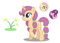 Size: 1280x914 | Tagged: safe, artist:tenderrain46, character:fluttershy, character:sugar belle, parent:fluttershy, parent:sugar belle, species:pony, species:unicorn, female, magical lesbian spawn, mare, offspring, parents:sugarshy, simple background, transparent background