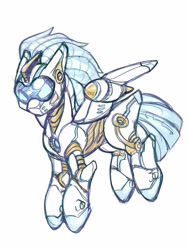 Size: 1200x1600 | Tagged: safe, artist:noupie, species:pegasus, species:pony, robot, robot pony, simple background, solo, white background