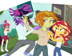 Size: 2834x2186 | Tagged: safe, alternate version, artist:urhangrzerg, character:adagio dazzle, character:midnight sparkle, character:moondancer, character:sunset shimmer, character:twilight sparkle, oc:dusk shine, my little pony:equestria girls, allegro amoroso, dark shine, equestria girls-ified, equestria guys, female, male, midnight sparkle, rule 63, simple background, transparent background