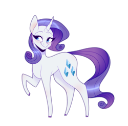 Size: 3102x3065 | Tagged: safe, artist:tuzz-arts, artist:tuzzarts, character:rarity, species:pony, species:unicorn, colored hooves, cute, female, high res, mare, one hoof raised, raribetes, simple background, smiling, solo, transparent background, white outline