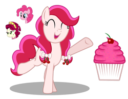 Size: 1280x986 | Tagged: safe, artist:tenderrain46, character:cherry jubilee, character:pinkie pie, oc, parent:cherry jubilee, parent:pinkie pie, parents:cherrypie, species:earth pony, species:pony, female, magical lesbian spawn, mare, offspring, simple background, transparent background