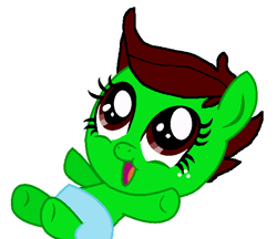 Size: 632x545 | Tagged: safe, artist:optimusv42, oc, oc only, oc:jungle jewel, species:earth pony, species:pony, baby, cute, foal, friendship troopers, jungle pony, my little pony friendship troopers, simple background, solo, white background