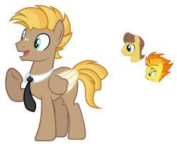 Size: 1024x831 | Tagged: safe, artist:sapphiretwinkle, character:caramel, character:spitfire, oc, parent:caramel, parent:spitfire, species:pegasus, species:pony, freckles, male, necktie, offspring, parents:carafire, simple background, stallion, transparent background