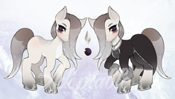 Size: 1000x567 | Tagged: safe, artist:yasuokakitsune, oc, species:pony, adoptable, advertisement, auction, clothing, countess, dress, gray mane, jewelry, medieval, necklace, shy, solo