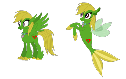 Size: 1023x637 | Tagged: safe, artist:optimusv42, base used, oc, oc only, oc:jungle heart, species:hippogriff, species:sea pony, species:seapony (g4), friendship troopers, hippogriffied, my little pony friendship troopers, seaponified, simple background, solo, species swap, transparent background