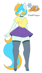 Size: 3177x5509 | Tagged: safe, artist:tuzz-arts, oc, oc only, oc:cool ginger, species:anthro, species:pegasus, species:pony, anthro oc, choker, clothing, colored hooves, femboy, male, multicolored hair, simple background, socks, solo, transparent background, trap