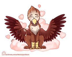 Size: 1904x1527 | Tagged: safe, artist:chebypattern, patreon reward, oc, oc only, oc:luke homes, species:griffon, cloud, cute, griffon oc, on a cloud, patreon, patreon logo, simple background, sitting, sitting on a cloud, smiling, solo, transparent background, wings