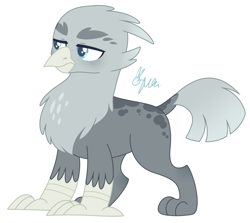 Size: 1184x1056 | Tagged: safe, artist:polymercorgi, oc, oc only, oc:stone cold, parent:gilda, parent:limestone pie, parents:gildastone, species:griffon, species:hippogriff, crack ship offspring, hybrid, interspecies offspring, magical lesbian spawn, male, offspring, simple background, solo, white background