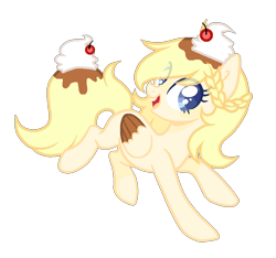 Size: 831x779 | Tagged: safe, artist:poppyglowest, oc, oc:creamy dream, species:pegasus, species:pony, female, food, mare, simple background, solo, transparent background, two toned wings, whipped cream, wings