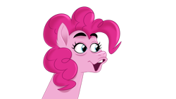 Size: 1280x720 | Tagged: safe, artist:piemations, character:pinkie pie, species:earth pony, species:pony, ear fluff, faec, female, mare, open mouth, pog, simple background, solo, transparent background