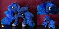 Size: 2000x997 | Tagged: safe, artist:essorille, character:princess luna, species:pony, irl, photo, plushie, solo
