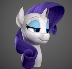 Size: 1082x1024 | Tagged: safe, artist:ikarooz, character:rarity, species:pony, 3d, 3d model, bust, female, gray background, lidded eyes, mare, portrait, simple background, solo