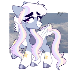 Size: 1200x1086 | Tagged: safe, artist:unicorn-mutual, oc, oc:aurora blush, species:pegasus, species:pony, colored wings, eye clipping through hair, marer, solo, two toned wings, wings