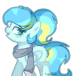 Size: 861x869 | Tagged: safe, artist:kingbases, artist:poppyglowest, base used, oc, oc only, oc:starlyn striker, species:pegasus, species:pony, clothing, female, mare, scarf, simple background, solo, transparent background