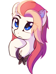 Size: 762x1010 | Tagged: safe, artist:aureai, oc, oc only, oc:aureai, species:pegasus, species:pony, bust, chest fluff, clothing, ear fluff, female, looking up, mare, raised eyebrow, raised hoof, scarf, simple background, solo, thinking, white background
