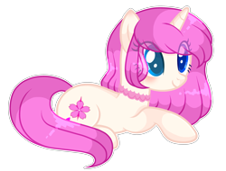 Size: 2921x2217 | Tagged: safe, artist:milkteasour, artist:poppyglowest, base used, oc, oc only, species:pony, species:unicorn, blushing, choker, female, high res, mare, outline, prone, simple background, solo, transparent background, white outline