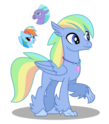 Size: 1280x1449 | Tagged: safe, artist:tenderrain46, base used, character:rainbow dash, character:seaspray, oc, parent:rainbow dash, parent:seaspray, species:classical hippogriff, species:hippogriff, female, interspecies offspring, male, offspring, parents:seadash, simple background, transparent background