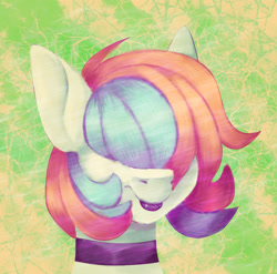 Size: 3102x3065 | Tagged: safe, artist:tuzz-arts, oc, oc only, oc:cool ginger, species:pegasus, species:pony, choker, femboy, green background, lipstick, male, multicolored hair, simple background, solo, trap