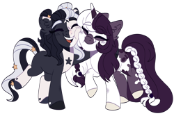 Size: 1280x854 | Tagged: safe, artist:unicorn-mutual, oc, oc only, oc:amaris eclipse, oc:lullaby, species:earth pony, species:pony, species:unicorn, female, mare, simple background, transparent background