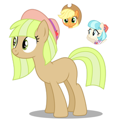 Size: 1280x1365 | Tagged: safe, artist:tenderrain46, character:applejack, character:coco pommel, parent:coco pommel, parents:cocojack, species:earth pony, species:pony, clothing, hat, magical lesbian spawn, offspring, simple background, transparent background
