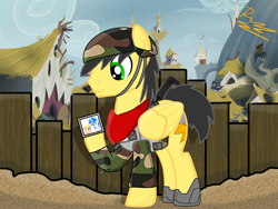 Size: 2048x1536 | Tagged: safe, artist:thunder burst, oc, oc:thunder burst, species:pegasus, species:pony, cute, happy, soldier, soldier pony, solo, weapon