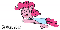 Size: 1234x624 | Tagged: safe, artist:royalsmurf, artist:smurfettyblue, character:pinkie pie, cape, clothing, female, flying, simple background, solo, superhero, white background
