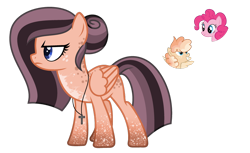Size: 1024x628 | Tagged: safe, artist:sapphiretwinkle, base used, character:pinkie pie, oc, oc:peach melba, parent:pinkie pie, parents:canon x oc, species:pegasus, species:pony, female, magical lesbian spawn, mare, offspring, parent:oc:peach melba, simple background, transparent background