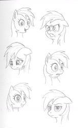 Size: 764x1249 | Tagged: safe, artist:friendshipishorses, character:rainbow dash, species:pony, angry, expressions, female, floppy ears, monochrome, sketch, solo, teary eyes, traditional art