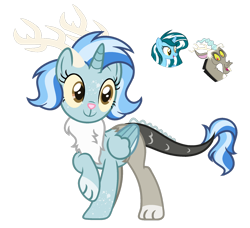 Size: 1024x932 | Tagged: safe, artist:sapphiretwinkle, character:discord, oc, oc:sapphire twinkle, parent:discord, parents:canon x oc, species:pony, species:unicorn, clothing, female, hybrid, interspecies offspring, offspring, parent:oc:sapphire twinkle, scarf