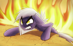 Size: 1965x1242 | Tagged: safe, artist:ikarooz, character:limestone pie, species:earth pony, species:pony, angry, female, fire, mare, sharp teeth, solo, teeth, this will end in death, this will end in tears, this will end in tears and/or death
