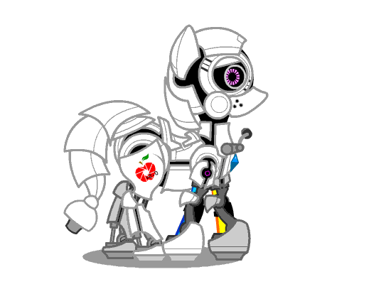 Size: 550x400 | Tagged: safe, artist:inkwell, animated, ponified, portal (valve), robot, simple background, solo, transparent background