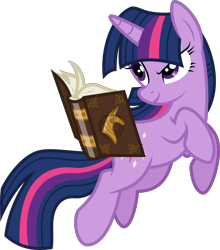 Size: 6000x6816 | Tagged: safe, artist:twilirity, character:twilight sparkle, character:twilight sparkle (unicorn), species:pony, species:unicorn, fighting is magic, .svg available, book, female, grin, mare, simple background, smiling, solo, transparent background, vector