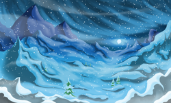 Size: 2500x1500 | Tagged: safe, artist:skunk bunk, detailed background, moon, mountain, no pony, scenery, siege of the crystal empire, snow, tree, valley, wind