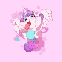 Size: 2048x2048 | Tagged: safe, artist:drtuo4, character:princess flurry heart, species:alicorn, species:pony, baby, cute, diaper, female, filly, flurrybetes, foal, high res, looking at you, open mouth, silly face, solo, tongue out